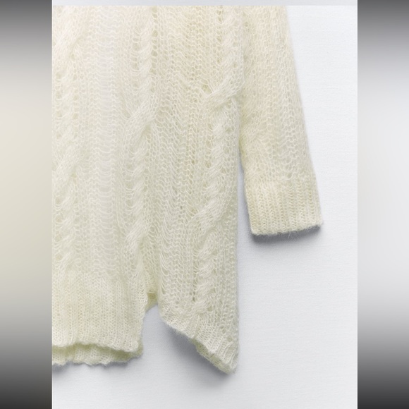 Zara open work cable knit asymmetric sweater - Picture 8 of 13